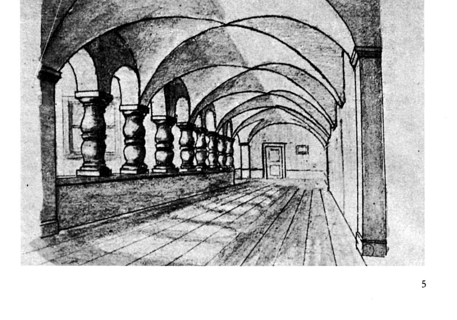 Emil Wick (1864/68) : galerie voûtée du premier étage de la Grand-Maison, XVIIe s.