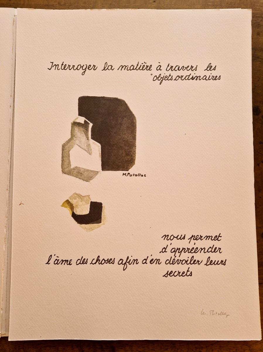 Aquarelle abstraite et citation manuscrite