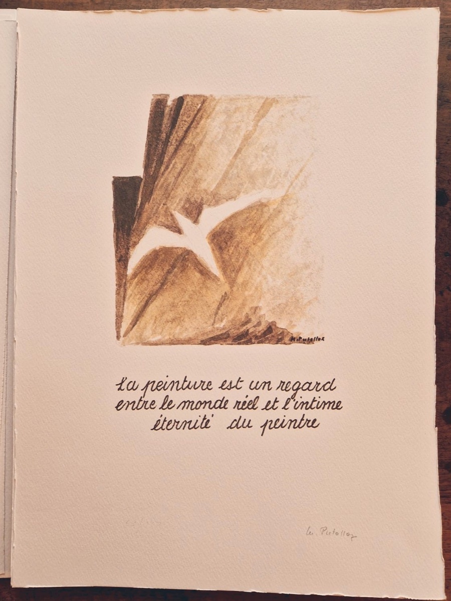 Aquarelle d'oiseau et citation manuscrite