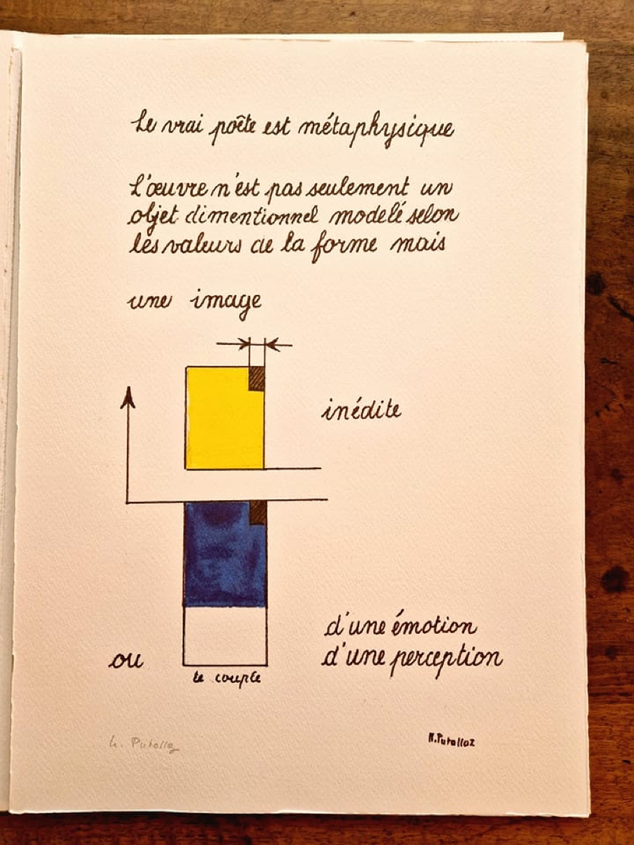 Composition géométrique et citation manuscrite