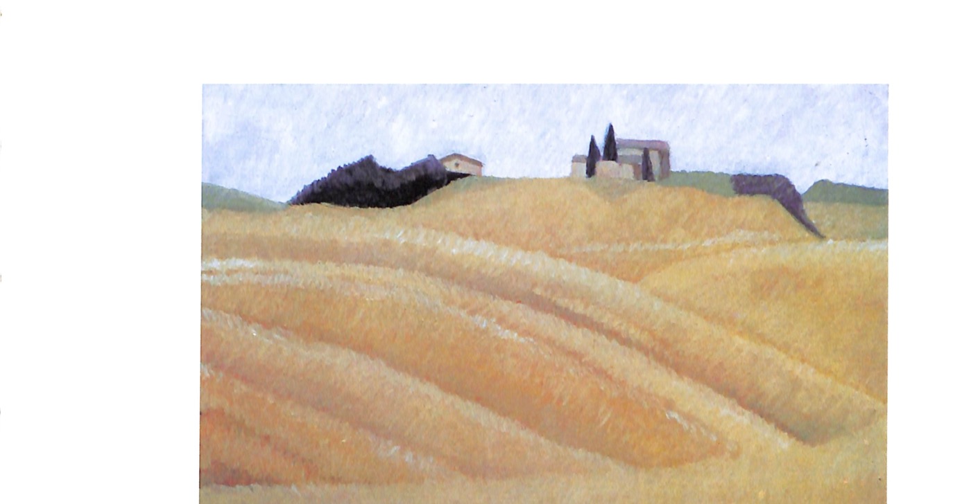 Paysage toscan, champs de blé et cyprès